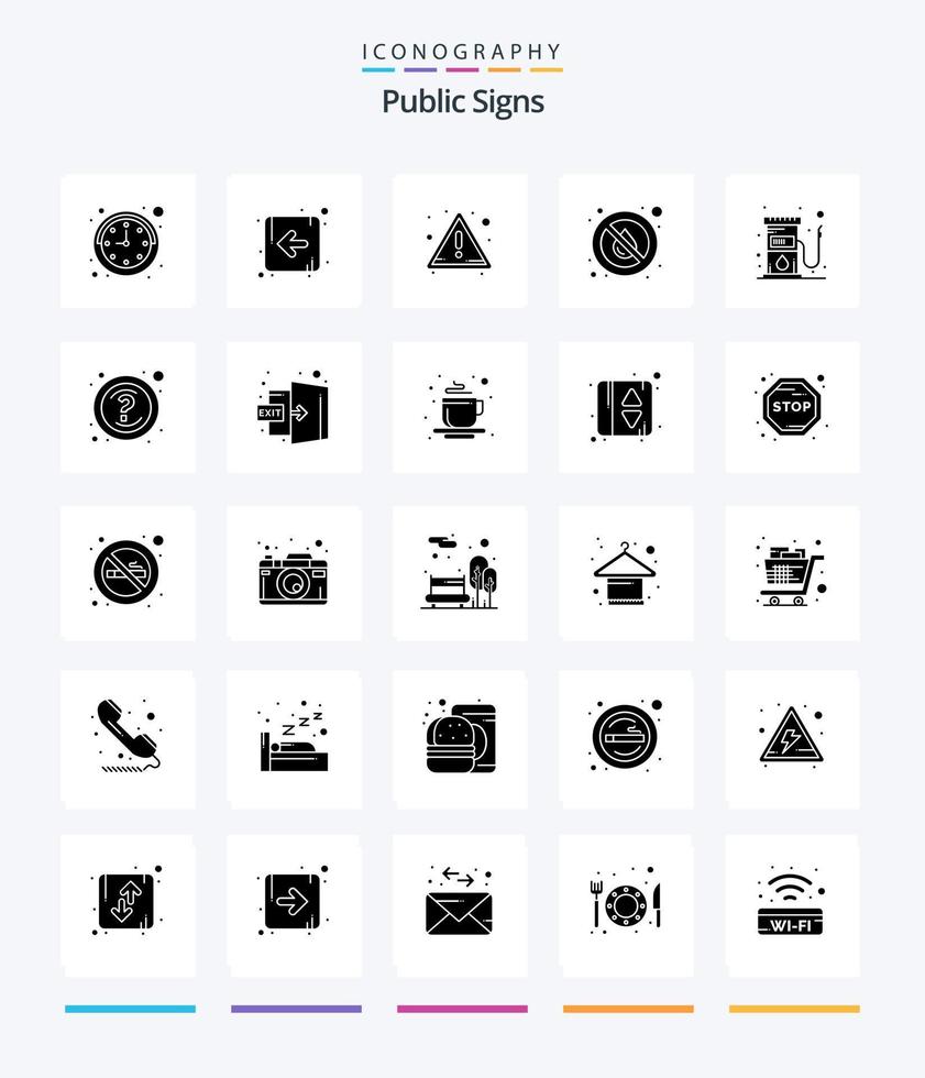 Creative Public Signs 25 Glyph Solid Black Icon Pack wie Kraftstoff. Gas. Warnung. Kraftstoff. Wasser vektor
