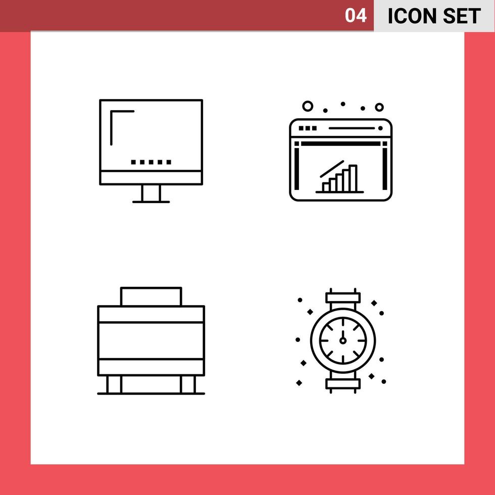 användare gränssnitt packa av 4 grundläggande fylld linje platt färger av dator bagage imac Graf resa redigerbar vektor design element