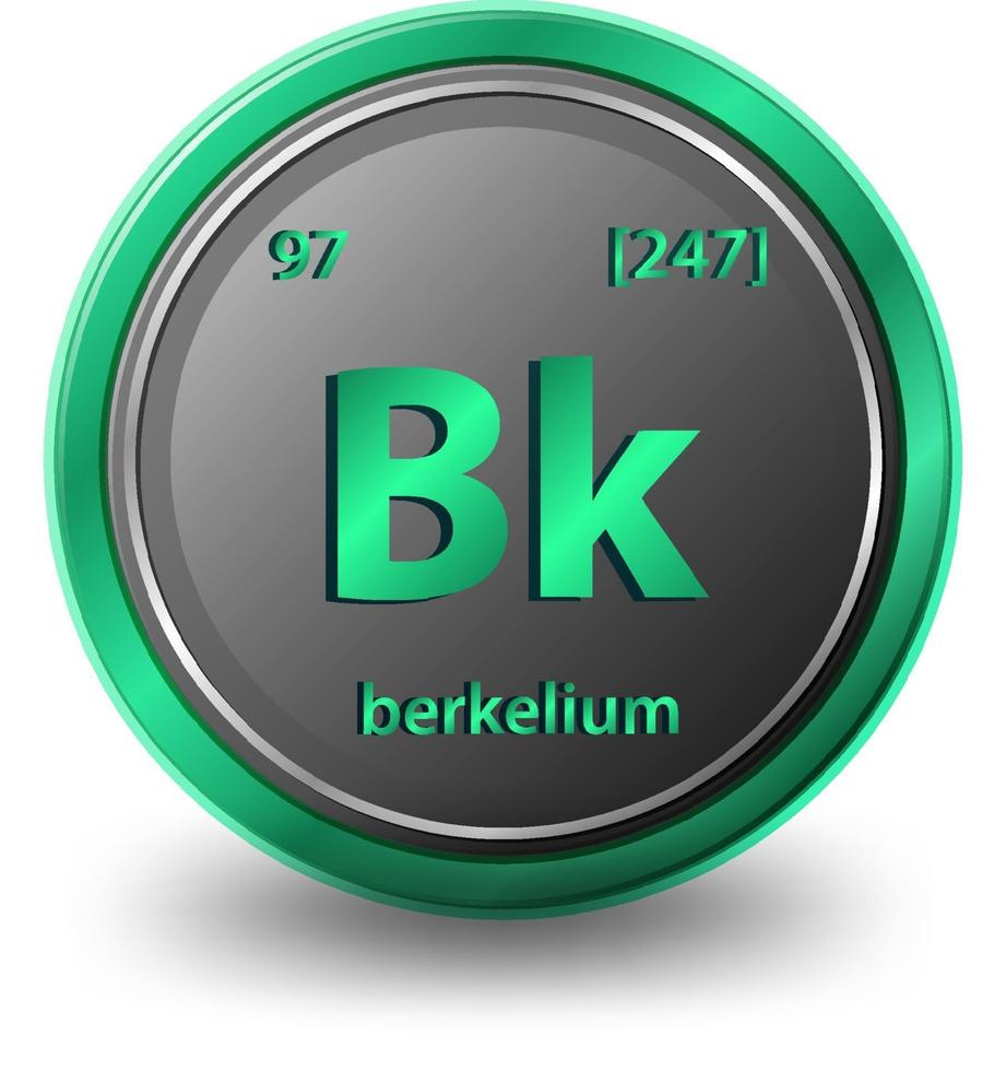 chemisches Element des Berkeliums. chemisches Symbol mit Ordnungszahl und Atommasse. vektor