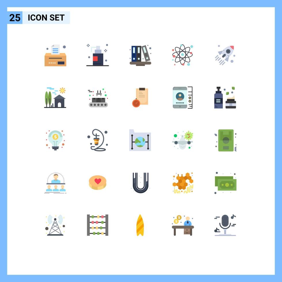 Stock Vector Icon Pack mit 25 Linienzeichen und Symbolen für Startraketenbildung Startmolekül editierbare Vektordesign-Elemente
