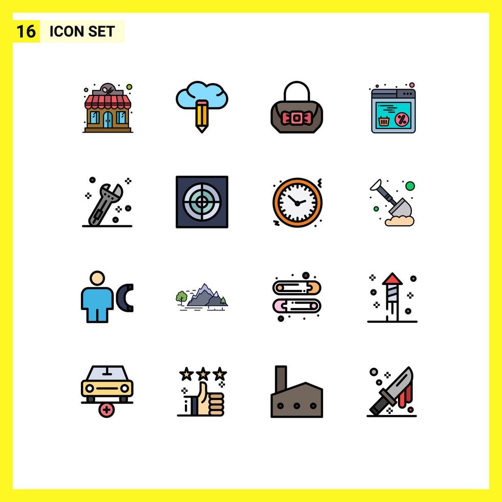 modern uppsättning av 16 platt Färg fylld rader pictograph av badrum verktyg mode konstruktion handla redigerbar kreativ vektor design element