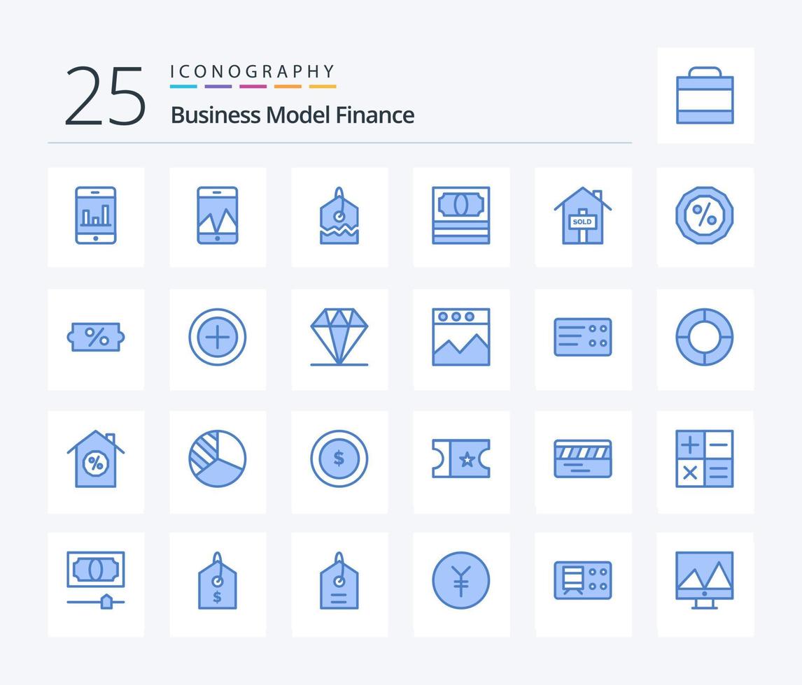 finansiera 25 blå Färg ikon packa Inklusive försäljning. rabatt. packa. procent. kreditera vektor