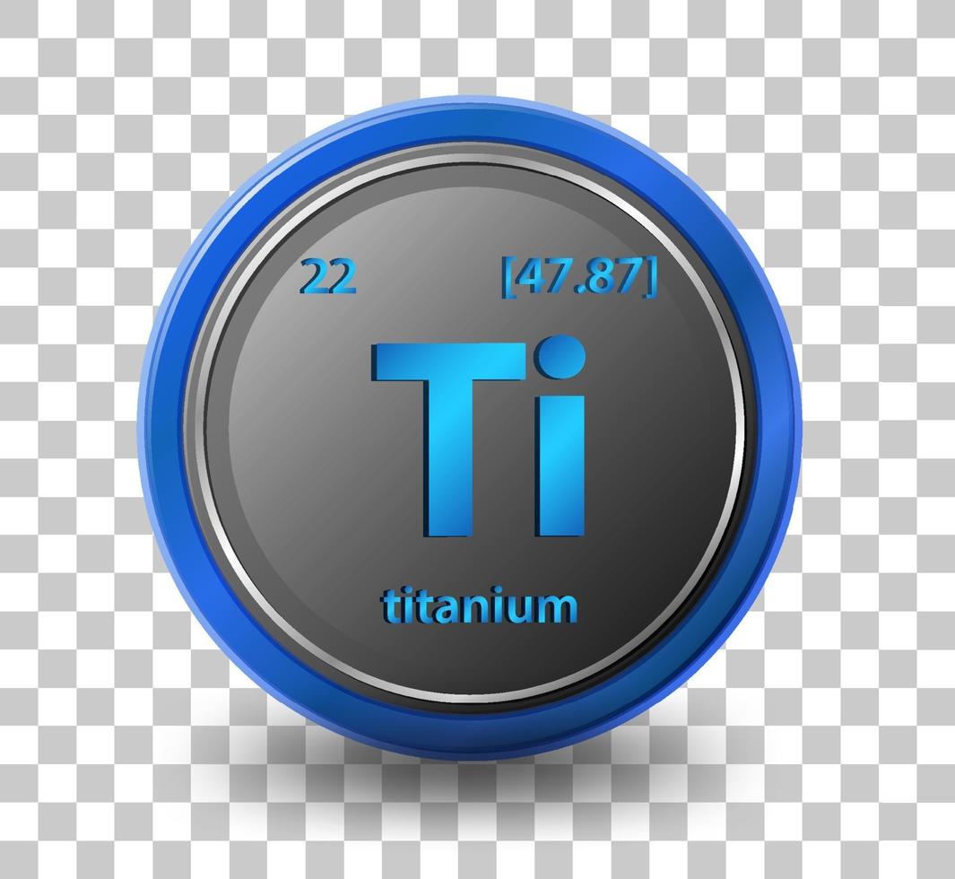 chemisches Titanelement. chemisches Symbol mit Ordnungszahl und Atommasse. vektor