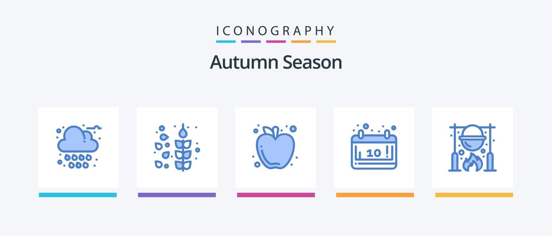 Autumn Blue 5 Icon Pack inklusive Picknick. Herbst. Herbst. Jahreszeit. Kalender. kreatives Symboldesign vektor