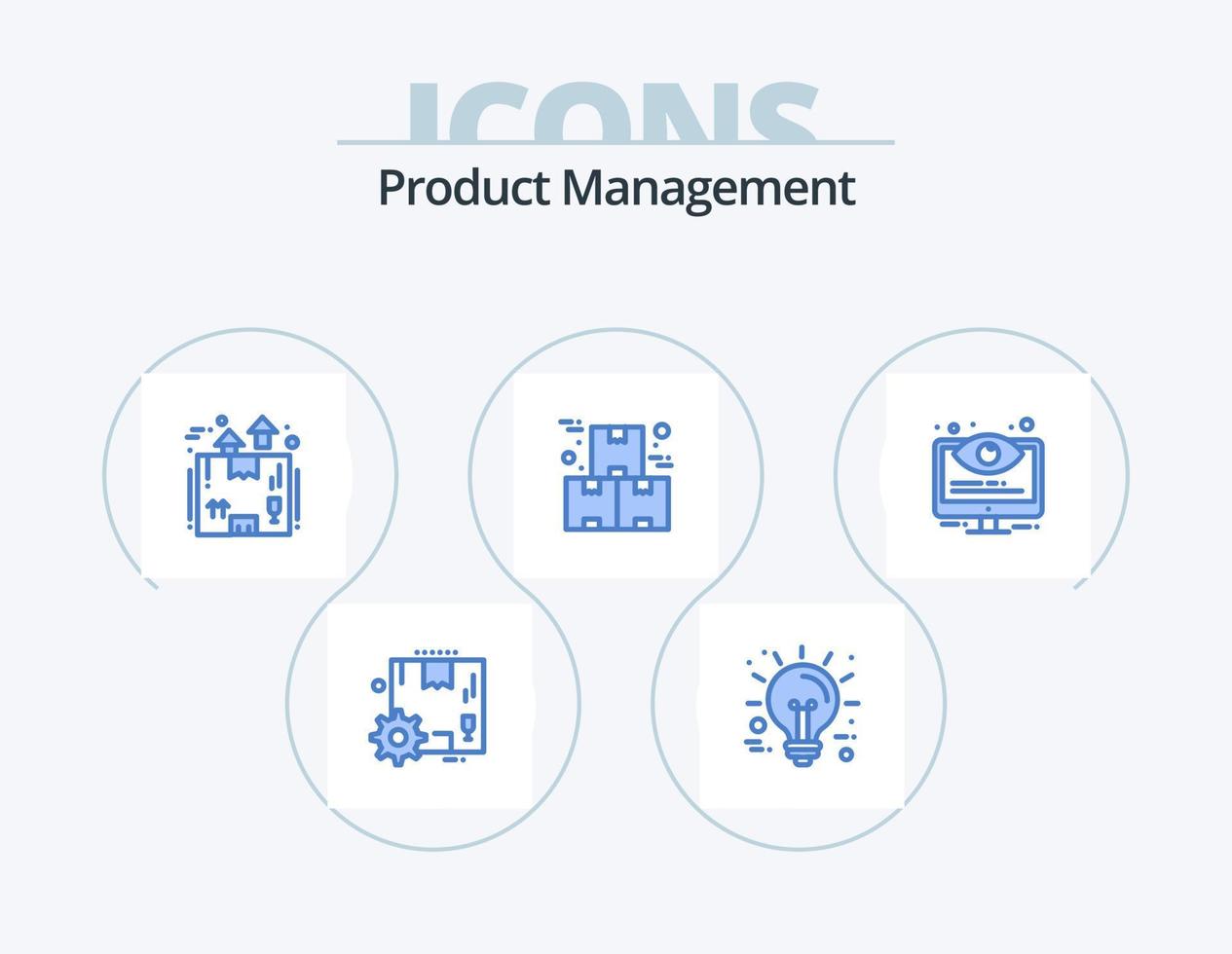 Produktmanagement blau Icon Pack 5 Icon Design. Produktion. Industrie. Kasten. industriell. Verpackung vektor