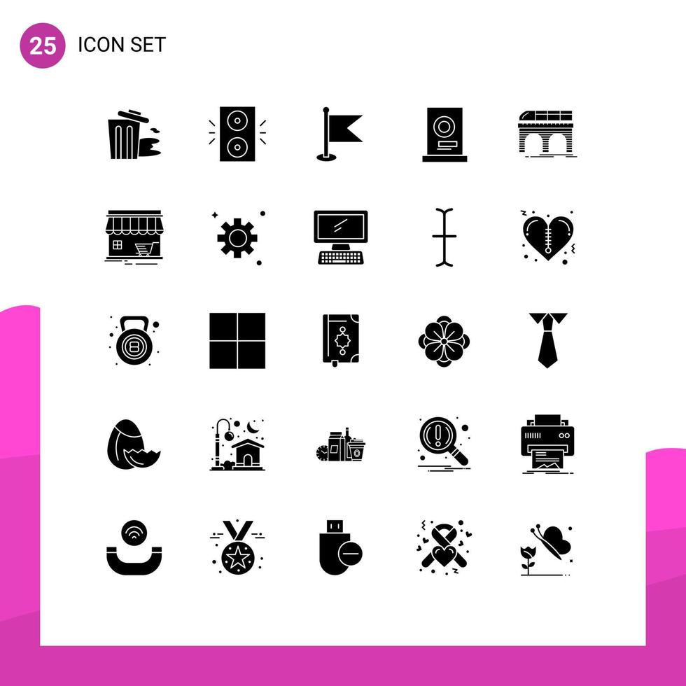 redigerbar vektor linje packa av 25 enkel fast glyfer av järnväg maskin flagga möbel kläder redigerbar vektor design element