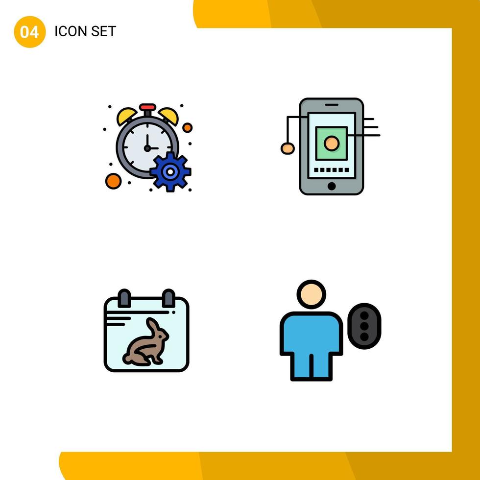 piktogram uppsättning av 4 enkel fylld linje platt färger av disken dag timer hårdvara datum redigerbar vektor design element