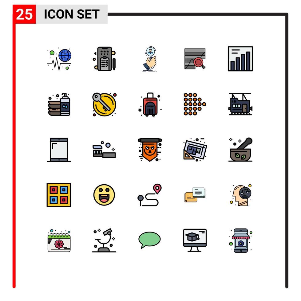 25 universell fylld linje platt Färg tecken symboler av data analys rekrytering analytisk människor redigerbar vektor design element