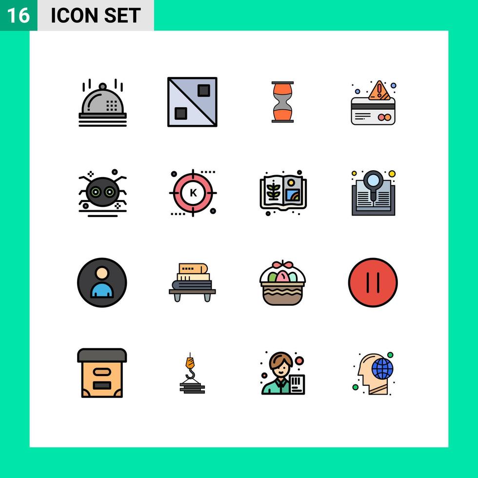 16 universell platt Färg fylld rader uppsättning för webb och mobil tillämpningar Semester betalning klocka kreditera varna redigerbar kreativ vektor design element