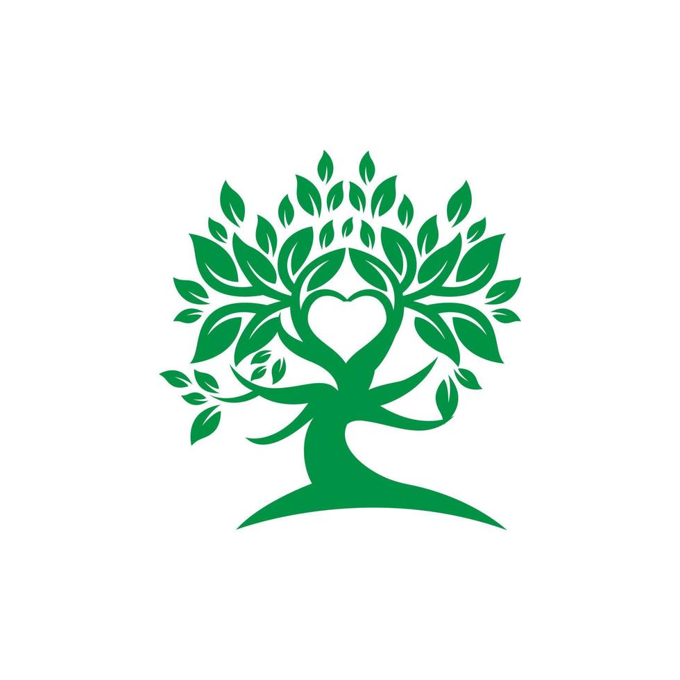 kärlek träd logotyp begrepp. abstrakt, balans och liv design mall. vektor illustration