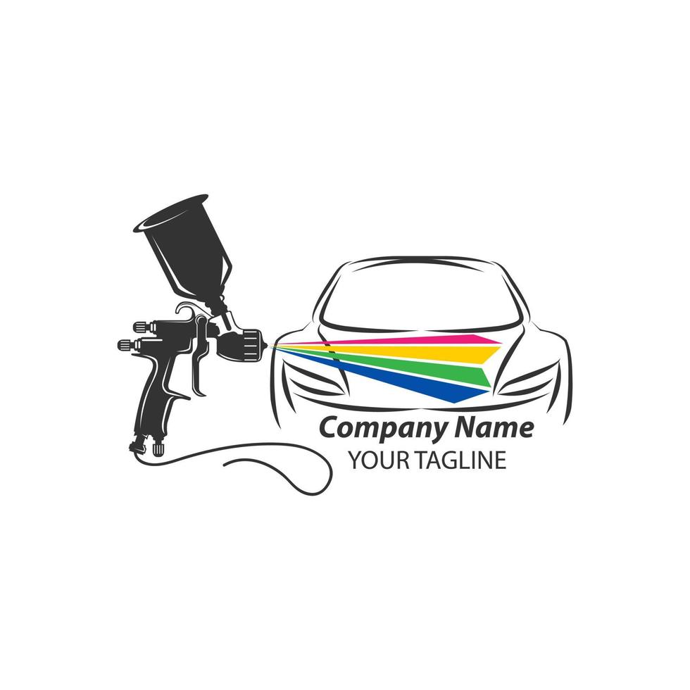 bil målning logotyp med spray pistol och unik färgrik fordon begrepp vektor