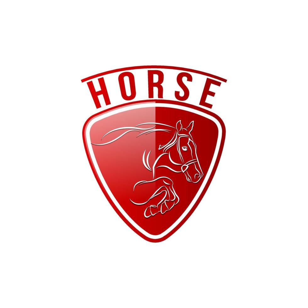 Pferdelogo-Designillustration, Pferdeschattenbildvektor, Pferdevektorinspiration, Vektor eines Pferdes auf weißem Hintergrund.