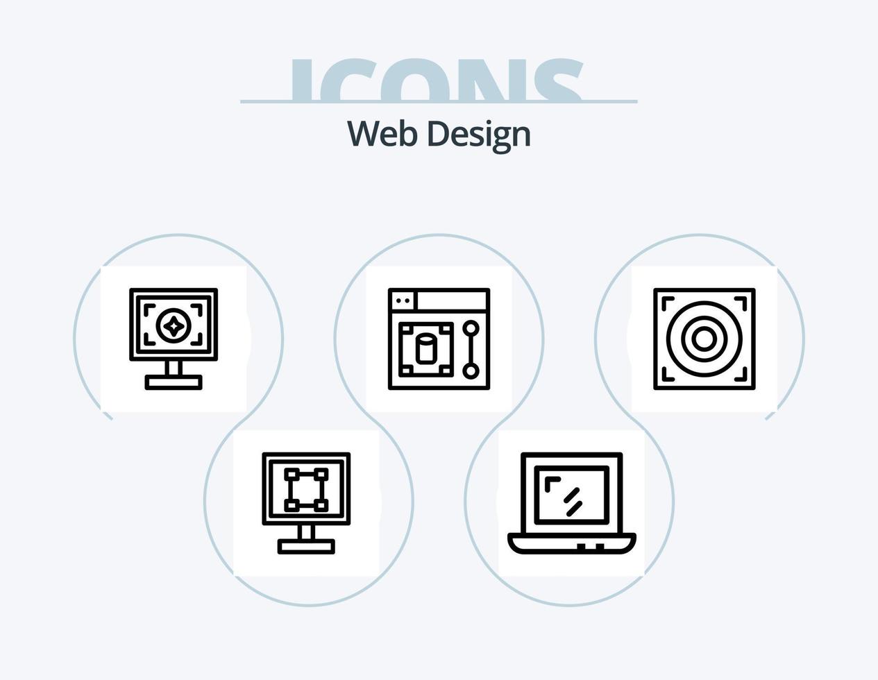Webdesign-Linie Icon Pack 5 Icon-Design. herunterladen. Netz. Netz. Fliege. Design vektor