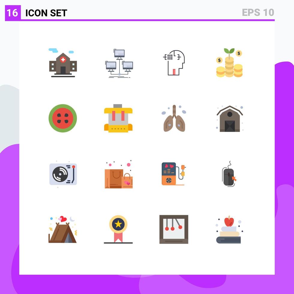 piktogram uppsättning av 16 enkel platt färger av grenadin mat artifical pengar företag redigerbar packa av kreativ vektor design element