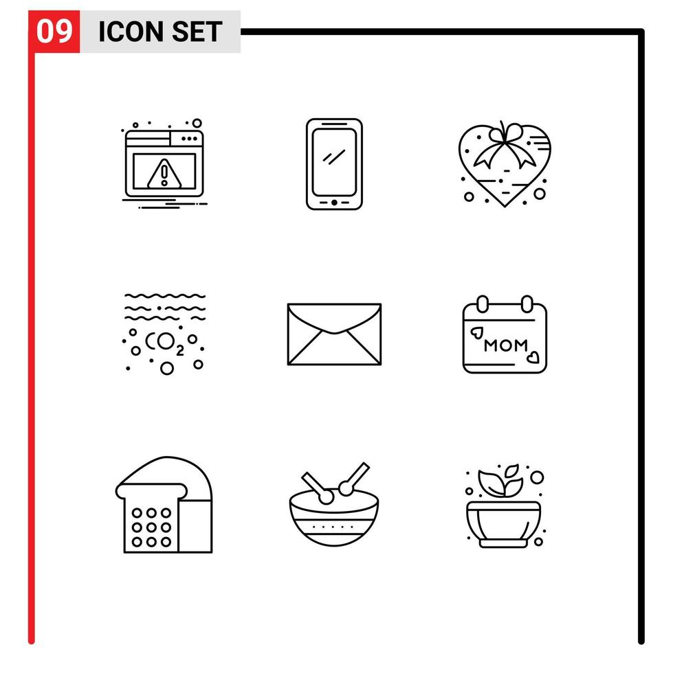benutzeroberflächenpaket mit 9 grundlegenden umrissen von co-öl iphone gas valentine editierbare vektordesignelemente vektor