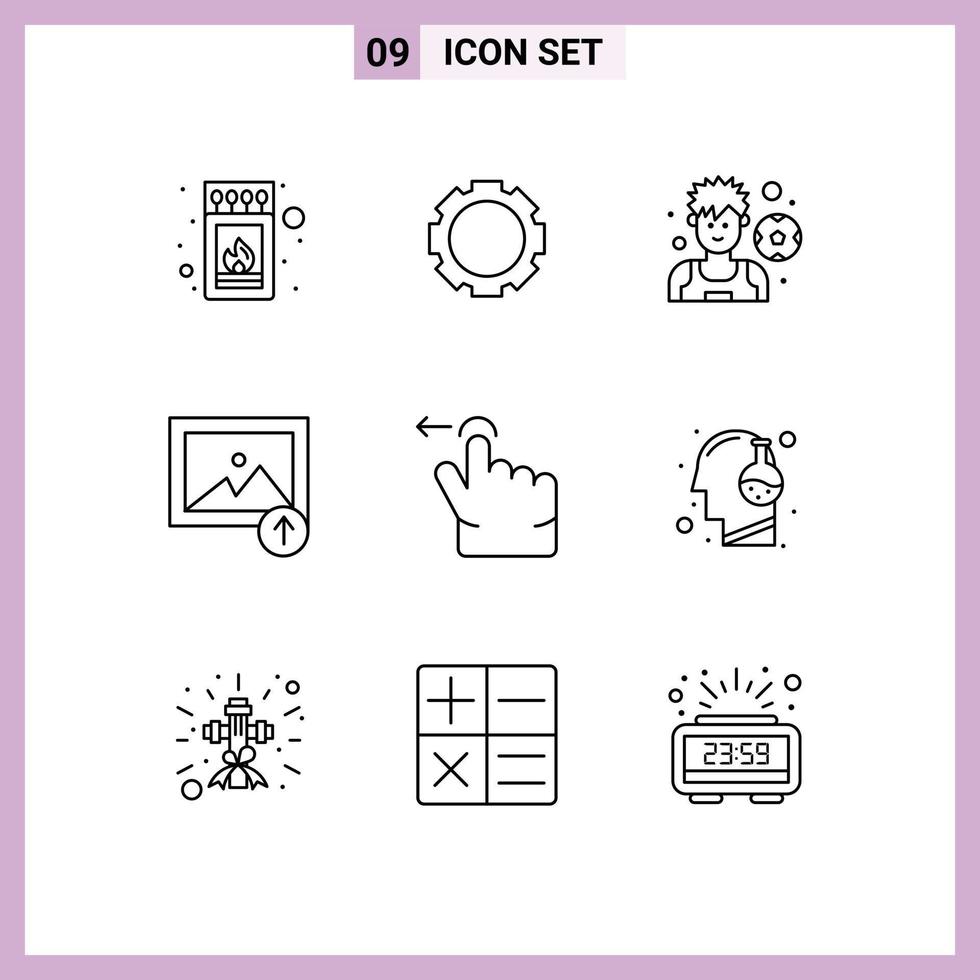 Gruppe von 9 skizziert Zeichen und Symbole für menschliche Swipe-Player-Gesten, die editierbare Vektordesign-Elemente hochladen vektor