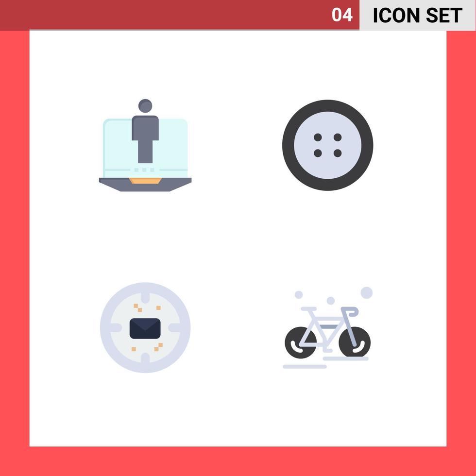 4 tematiska vektor platt ikoner och redigerbar symboler av bärbar dator post service företag cykel redigerbar vektor design element