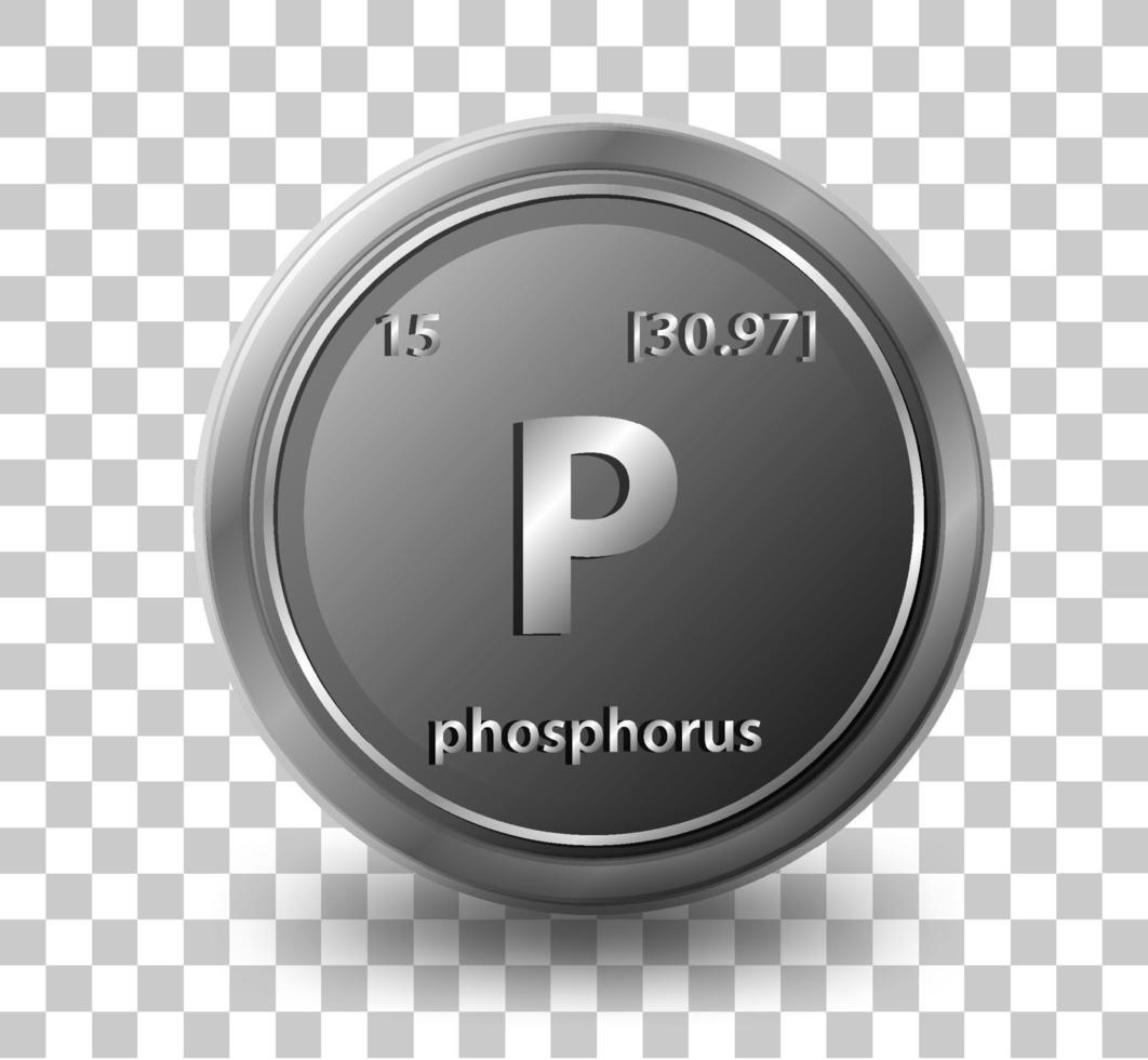 fosfor kemiskt element. kemisk symbol med atomnummer och atommassa. vektor