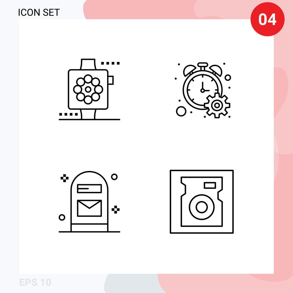 Gruppe von 4 gefüllten flachen Farbzeichen und Symbolen für Apple Letter Watch Progress Prozent nachbearbeitbare Vektordesign-Elemente vektor