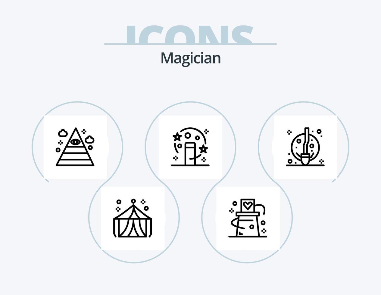 Magician Line Icon Pack 5 Icon Design. Rauch. Magie. Sarg. Schweben. Unterhaltung vektor