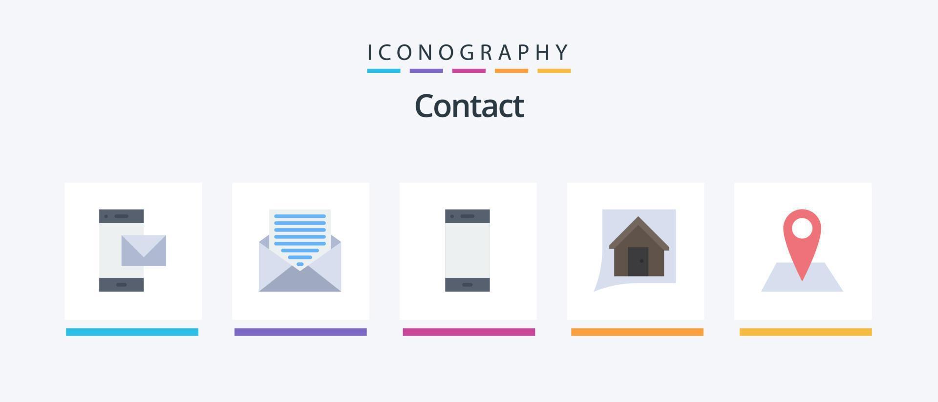 Kontakt Flat 5 Icon Pack inklusive Konversation. Kontakt. Umschlag. Smartphone. Telefon. kreatives Symboldesign vektor