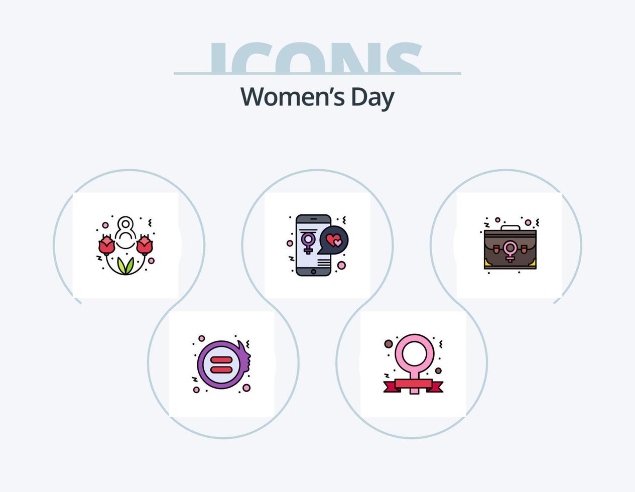 Womens Day Line gefüllt Icon Pack 5 Icon Design. Damen. Flasche. Hochzeit. Auge. maskara vektor