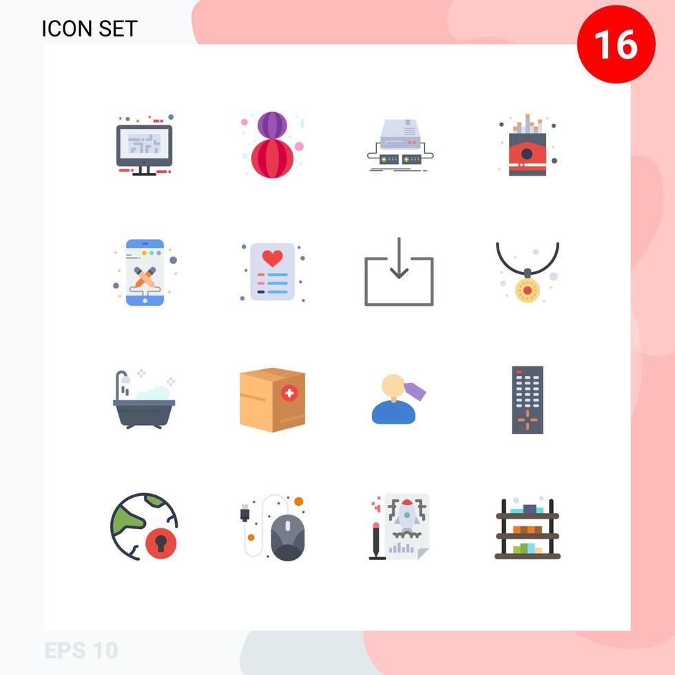 16 universelle flache Farbzeichen Symbole der französischen Fast Woman Chip Pad editierbare Packung kreativer Vektordesign-Elemente vektor