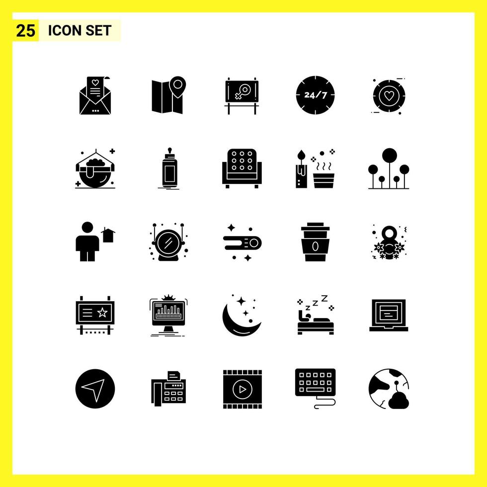 universell ikon symboler grupp av 25 modern fast glyfer av signal service styrelse hjälp vård redigerbar vektor design element