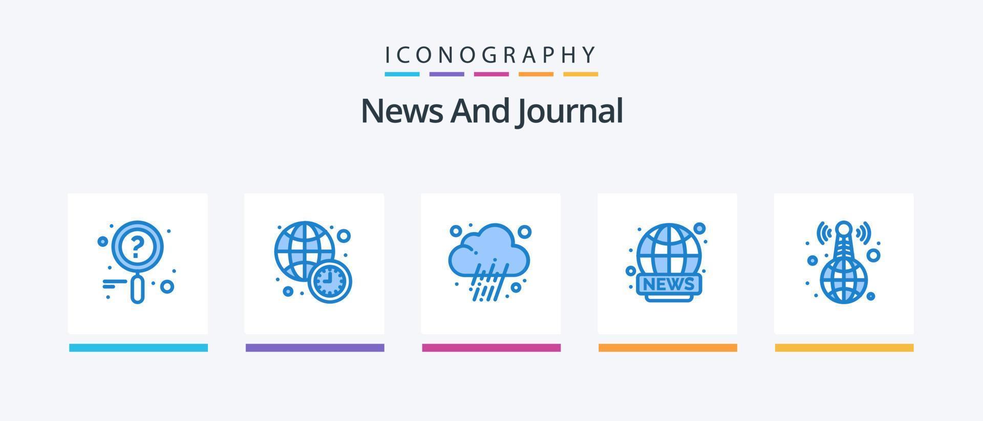 Nyheter blå 5 ikon packa Inklusive . Nyheter. Nyheter. sändning. kreativ ikoner design vektor