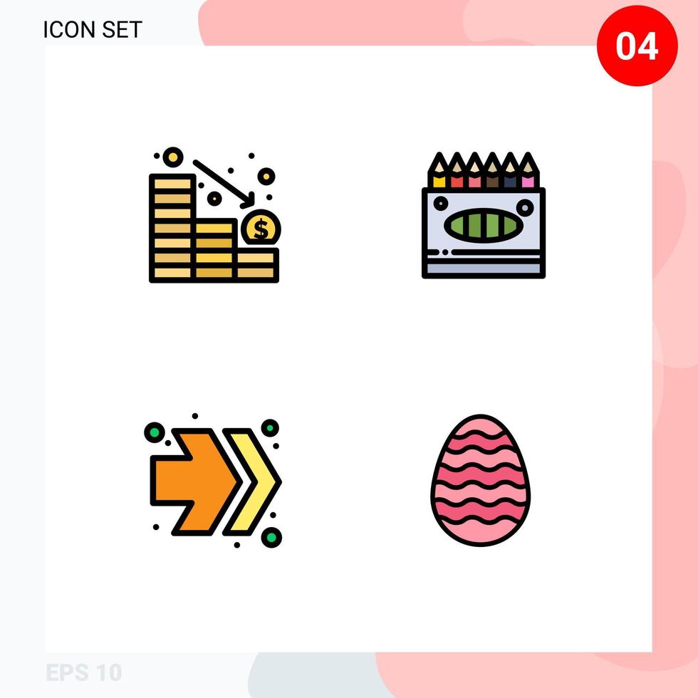 4 universelle gefüllte flache Farbzeichen Symbole der Analytik schneller Vorlauf nach unten Kunstdekoration editierbare Vektordesign-Elemente vektor