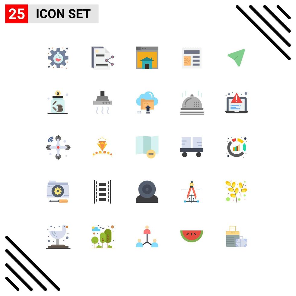 grupp av 25 platt färger tecken och symboler för ui dokumentera dokumentera hemsida layout redigerbar vektor design element