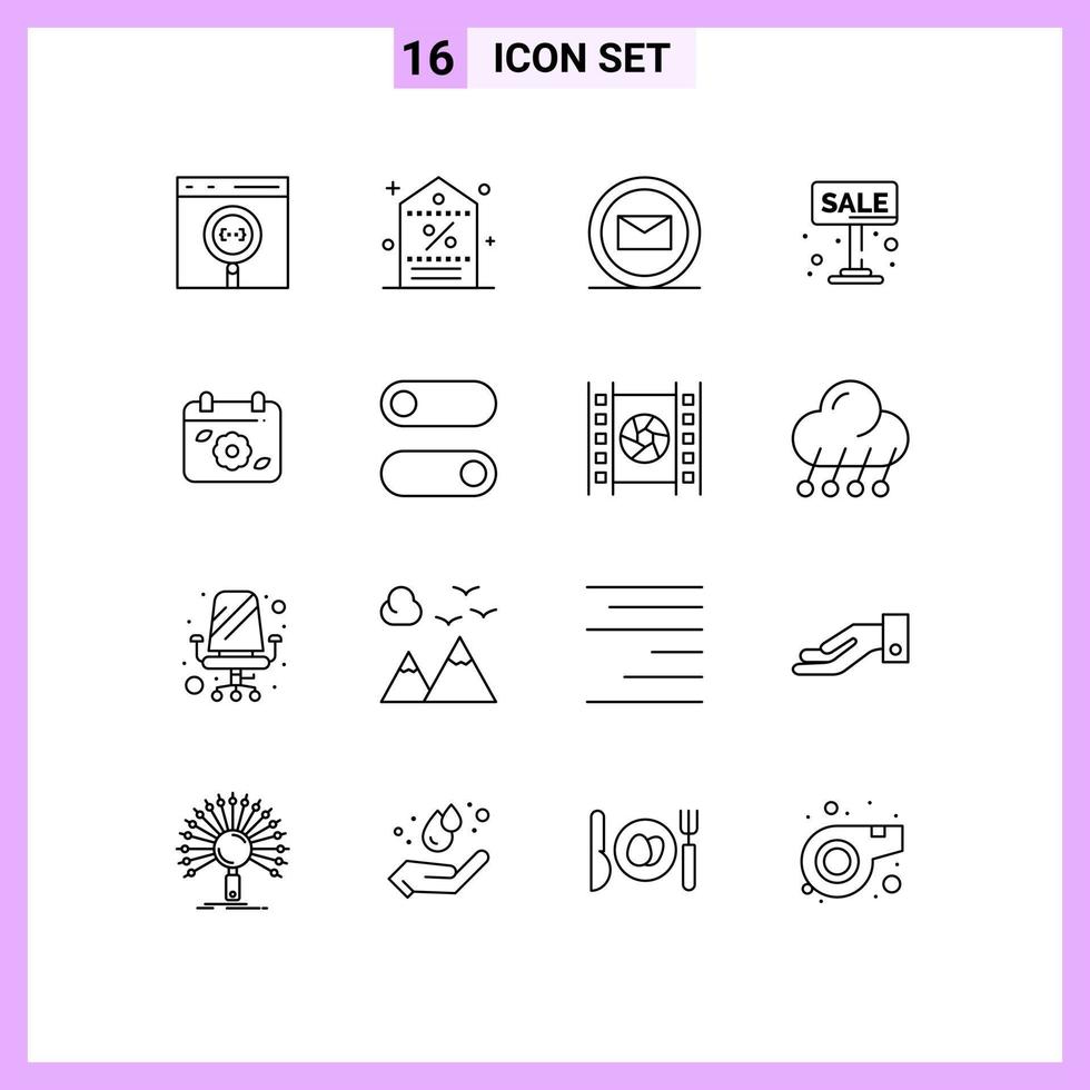 16 universell översikt tecken symboler av för försäljning styrelse handla annonsera e handel redigerbar vektor design element