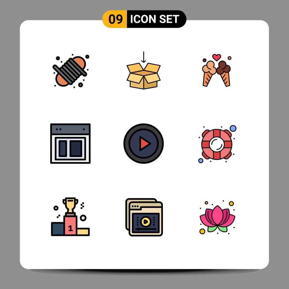 satz von 9 modernen ui-symbolen symbole zeichen für abstraktes web-eis-site-design editierbare vektordesign-elemente vektor