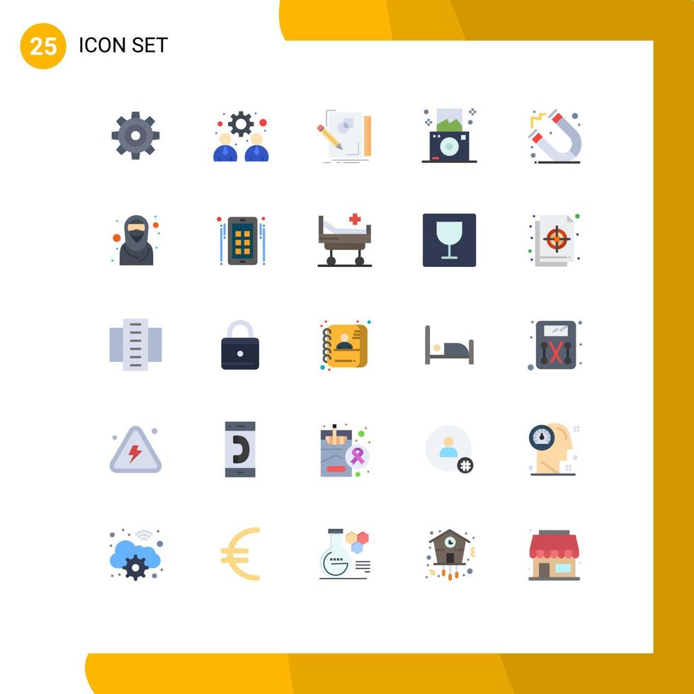 Stock Vector Icon Pack mit 25 Linienzeichen und Symbolen für Bildung regelmäßige Arbeit Kamera zeichnen editierbare Vektordesign-Elemente