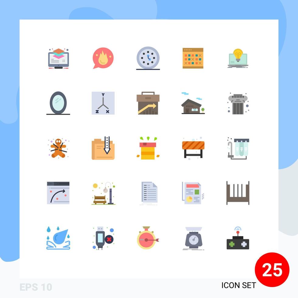 25 platt Färg begrepp för webbplatser mobil och appar händelse kalender motivering timer datum redigerbar vektor design element