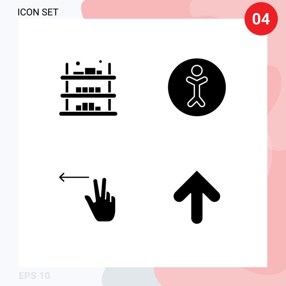 4 universelle solide Glyphenzeichen Symbole für bearbeitbare Vektordesign-Elemente für den Verkauf von menschlichen Pfeilen vektor