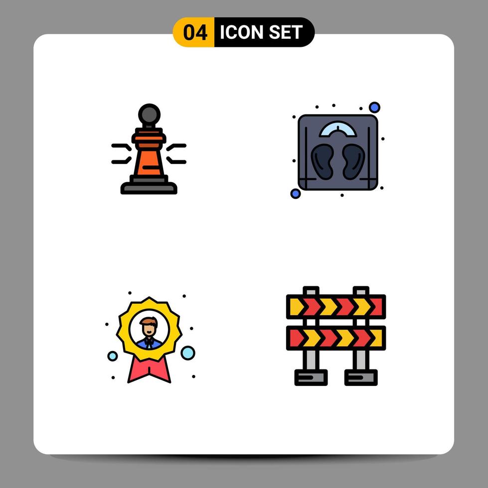 4 universelle Fillline-Flachfarben für Web- und mobile Anwendungen Schach-Avatar Königsskala Mitarbeiter editierbare Vektordesign-Elemente vektor