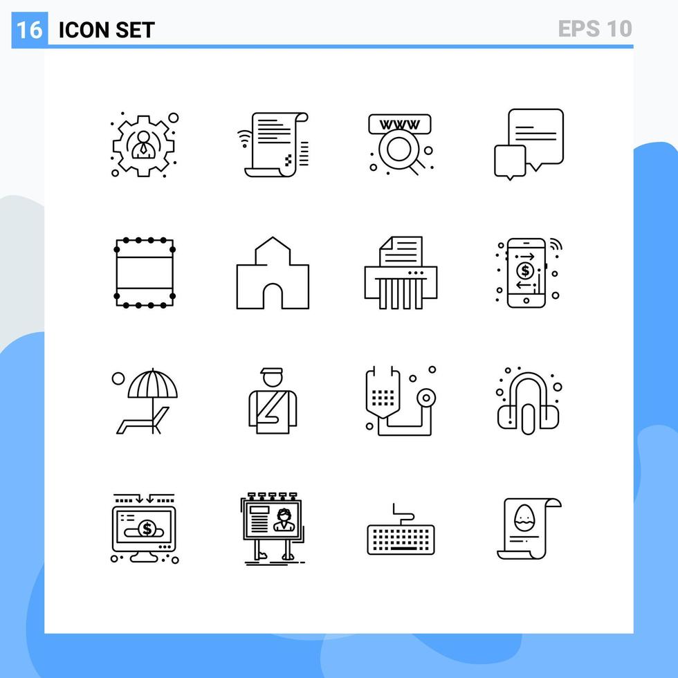 modern uppsättning av 16 konturer och symboler sådan som arkitektur layout handel meddelanden chatt redigerbar vektor design element