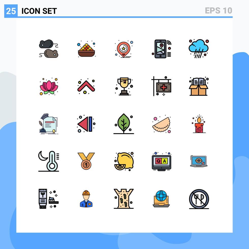 piktogram uppsättning av 25 enkel fylld linje platt färger av wiFi plats datum iot företag redigerbar vektor design element