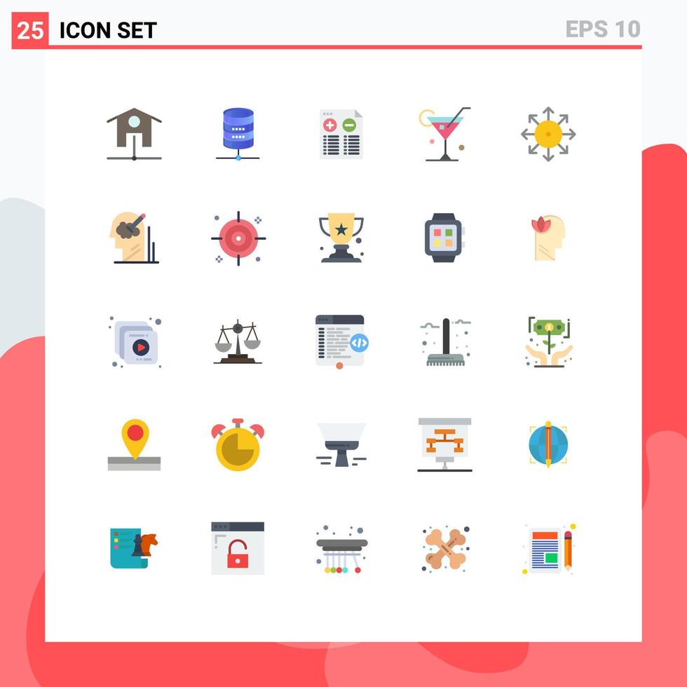 grupp av 25 platt färger tecken och symboler för media annonser musik vår dryck redigerbar vektor design element
