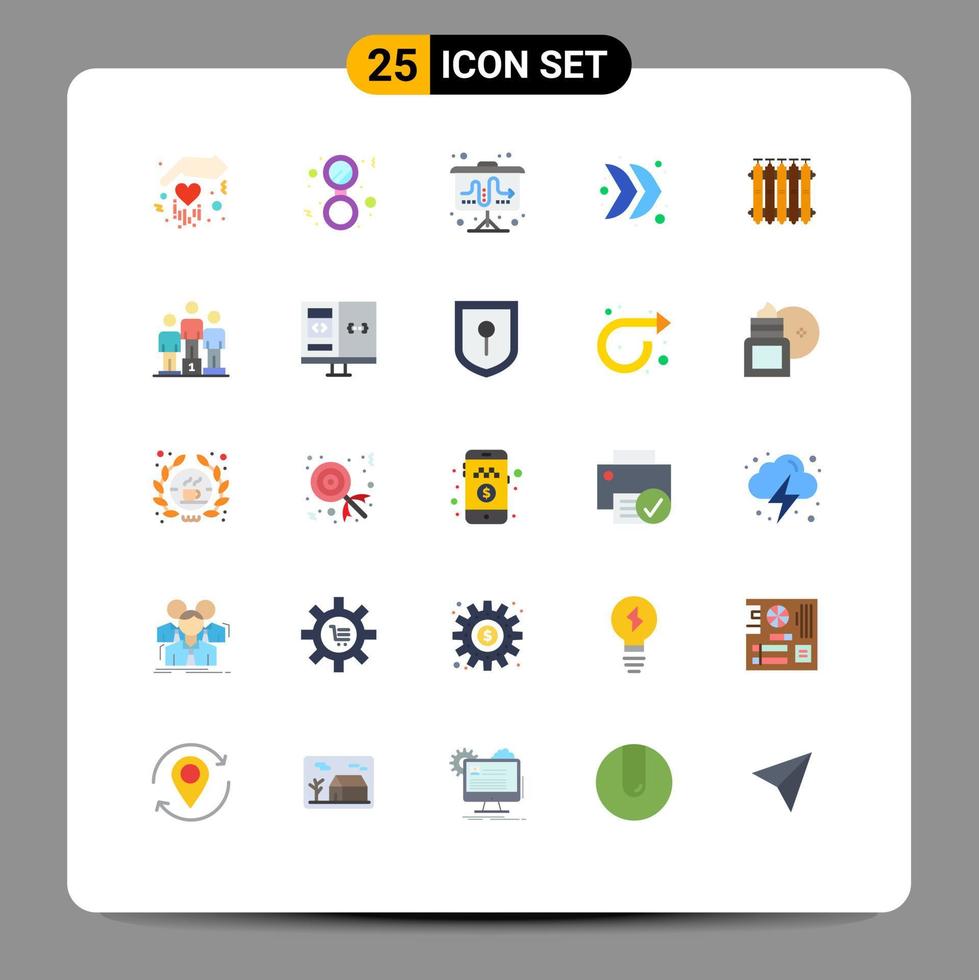 grupp av 25 platt färger tecken och symboler för batteri radiator marknadsföra multimedia riktning redigerbar vektor design element