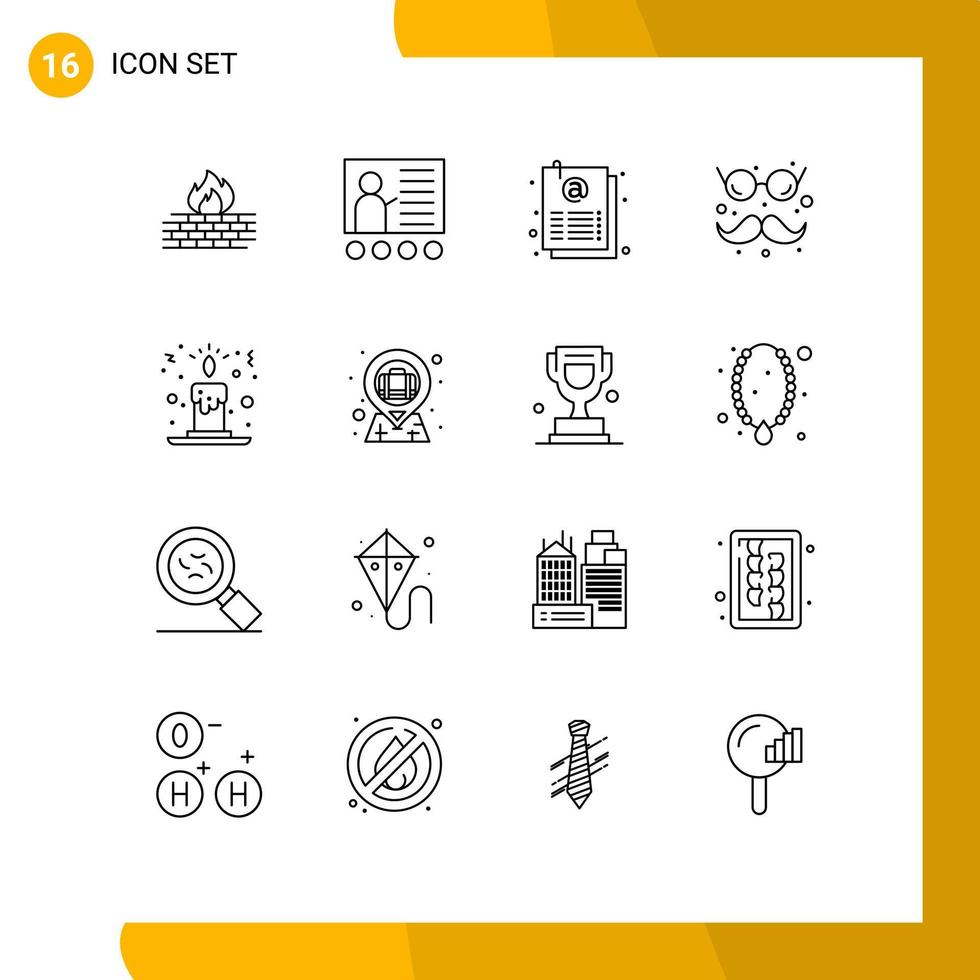 16 thematische Vektorumrisse und editierbare Symbole von Brillen und Schnurrbärten lustige Präsentation lustige Seite editierbare Vektordesign-Elemente vektor