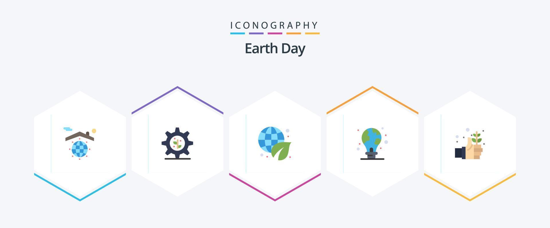 Earth Day 25 Flat Icon Pack inklusive Tag. Erde. Ökologie. die Glühbirne. Grün vektor