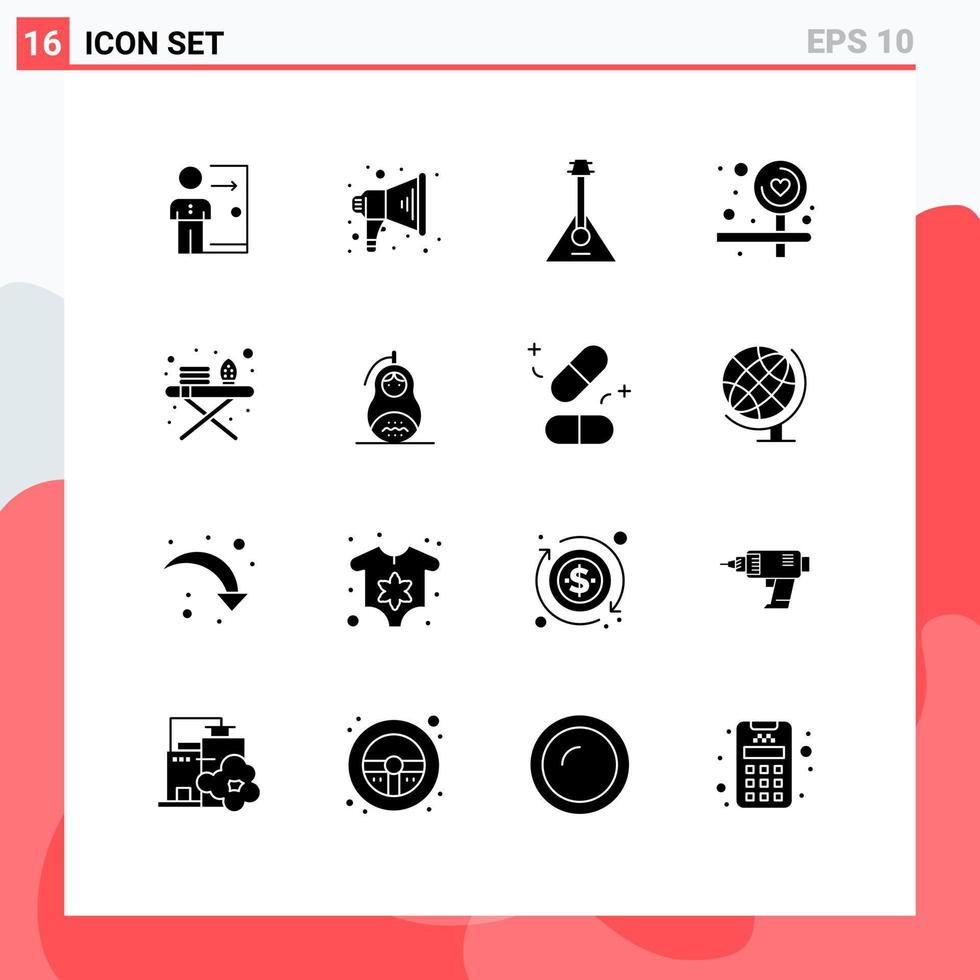 16 kreativ ikoner modern tecken och symboler av kärlek styrelse megafon ljud instrument redigerbar vektor design element