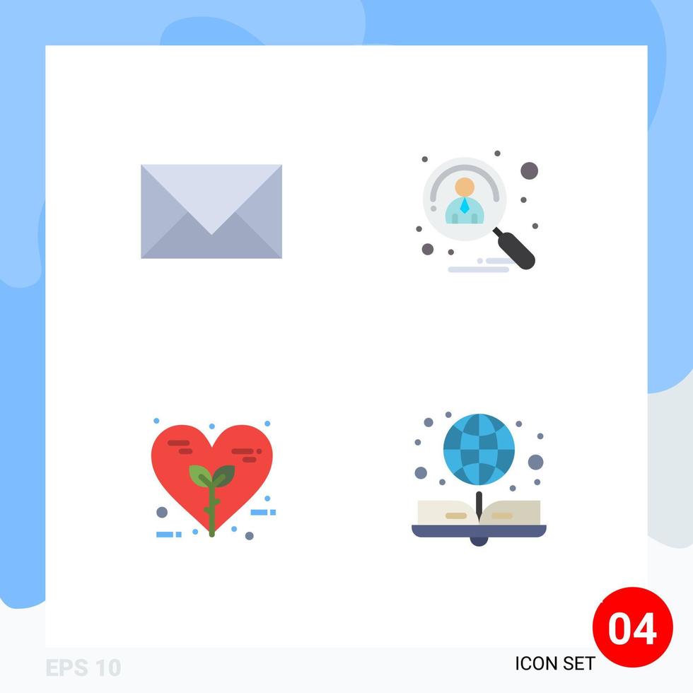 Stock Vector Icon Pack mit 4 Zeilenzeichen und Symbolen für die Kommunikation in die engere Wahl gezogener E-Mail-Kandidat Eco-editierbare Vektordesign-Elemente