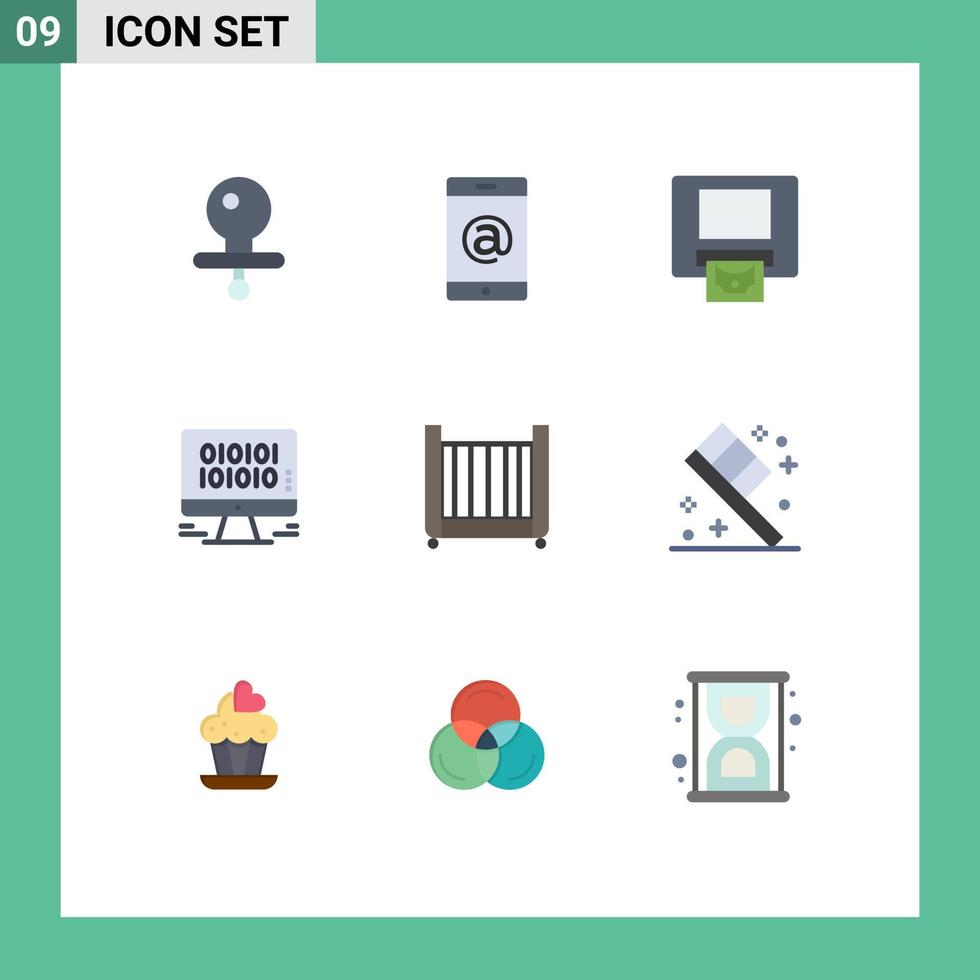 9 kreativ ikoner modern tecken och symboler av tandborste mobil pengar säng webb redigerbar vektor design element