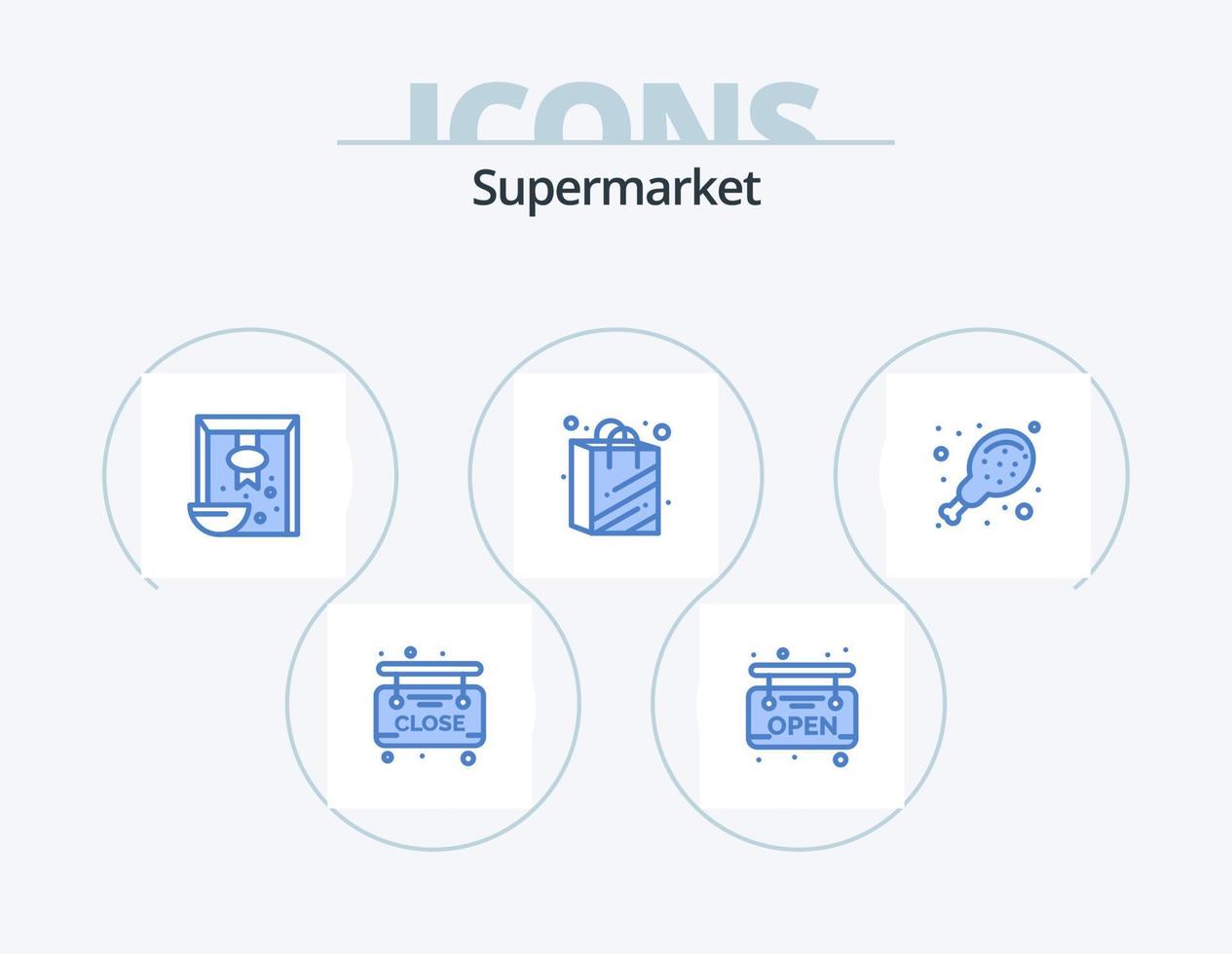 Supermarkt blau Icon Pack 5 Icon Design. . Supermarkt. Getreide. Essen. Supermarkt vektor