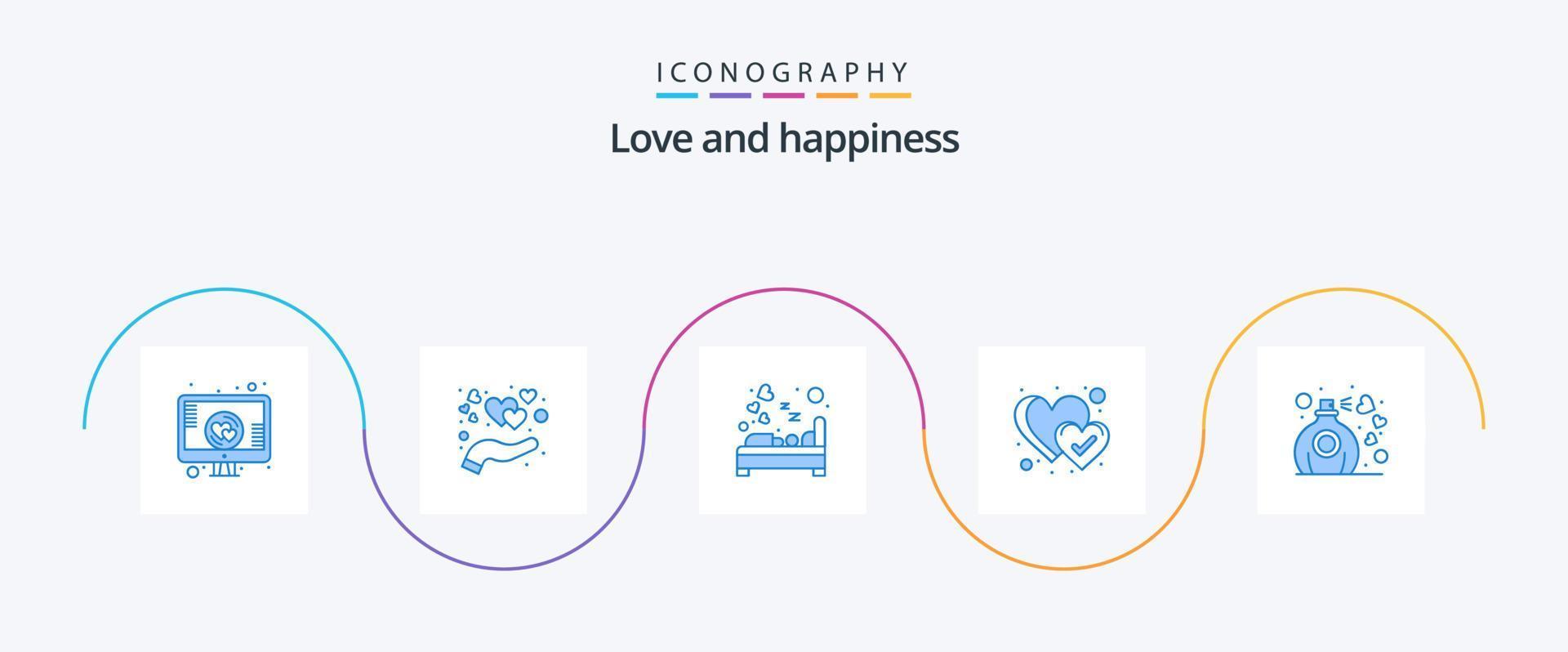 kärlek blå 5 ikon packa Inklusive kärlek. tycka om. sovrum. hjärta. sömn vektor