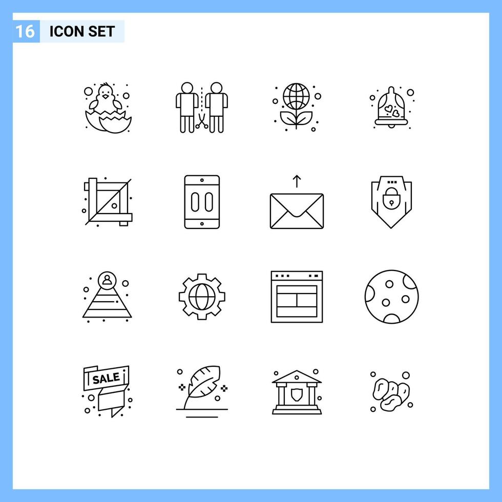 satz von 16 modernen ui-symbolen symbolzeichen für ernte hochzeit geteilte liebe wissenschaft editierbare vektordesignelemente vektor