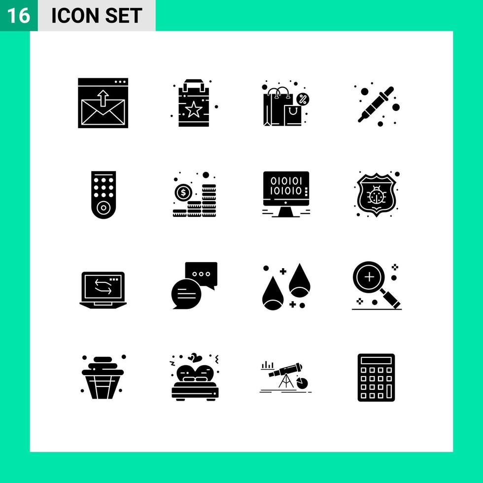 16 kreative Symbole moderne Zeichen und Symbole der Kontrolle Dropper Star Color Sampler Steuer editierbare Vektordesign-Elemente vektor